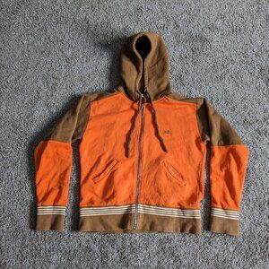 Wales Bonner Sunday Zip Up Hoodie Orange/ Brown
